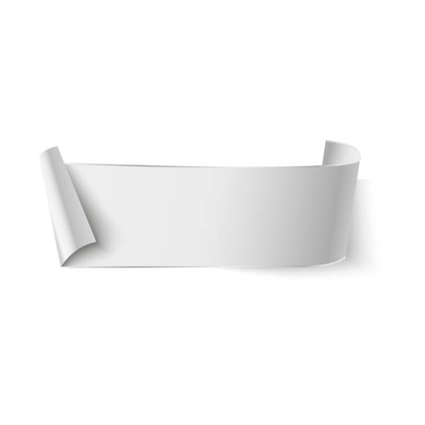 istock White blank paper curved ribbon banner with paper rolls isolated on white background. Vector blank place for your text. 858707270