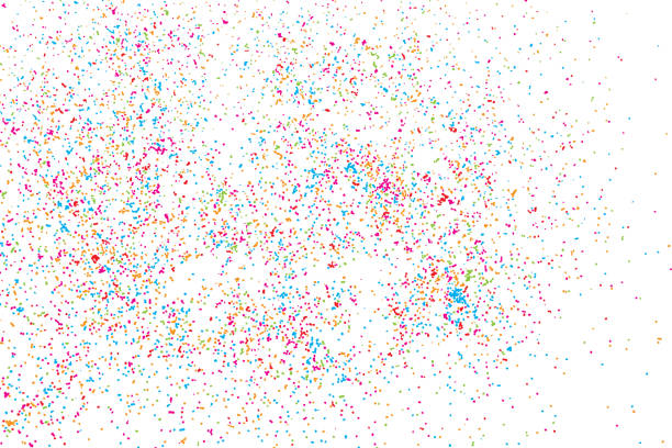 istock Colorful celebration background with confetti isolated on white, holiday illustration. Abstract background with many splattered falling round glitter pieces. Sprinkle random pattern, confetti blow. 858710830