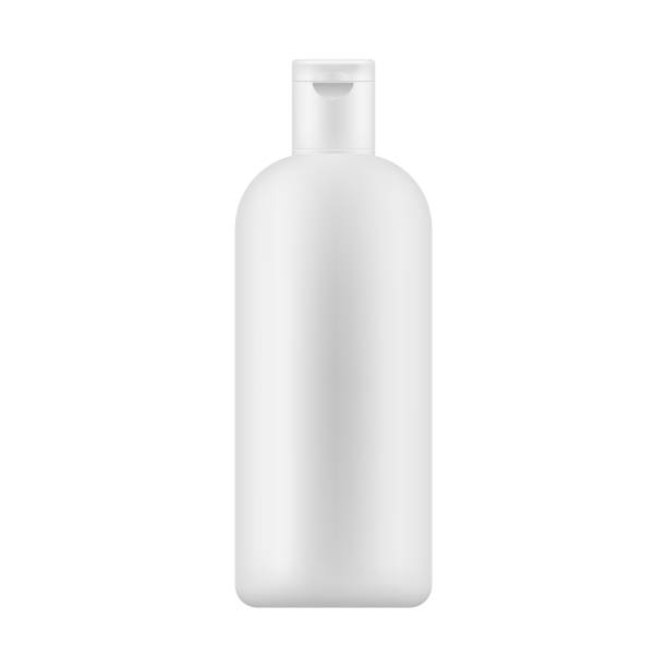 istock Mock up of white plastic bottle with cap for body lotion, shampoo, milk for skin care. Vector illustration. 858710982