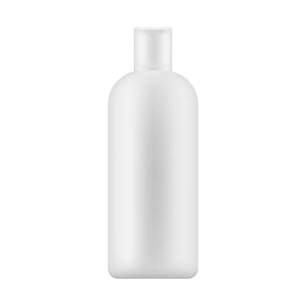 istock Mock up of white plastic bottle with cap for body lotion, shampoo, milk for skin care. Vector illustration. 858714660