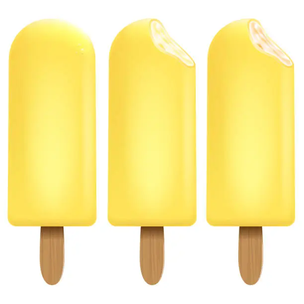 Vector illustration of Ice cream lemon set on white background for Your business project. Realistic Snacks for ice cream from milk. Ice lolly. Vector Illustration