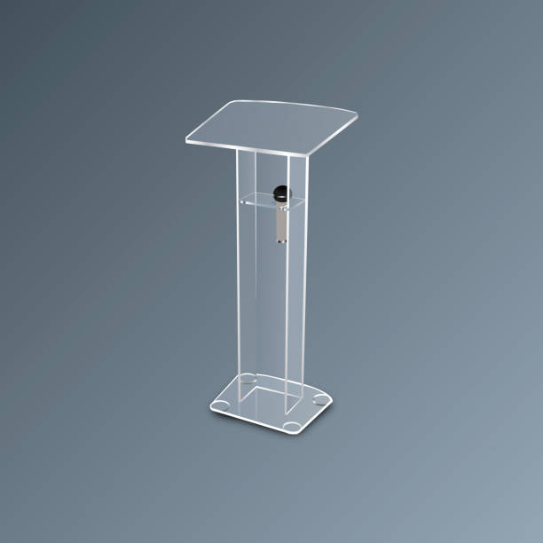 istock Vector Podium Tribune Rostrum Stand with Microphones Isolated. 858721590