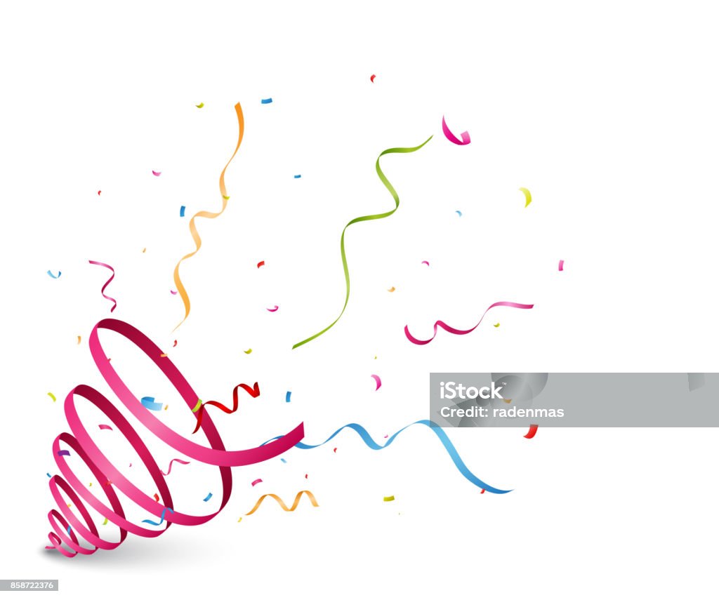 Explosing Ribbon Exploding Party Popper With Ribbon Stock Illustration - Download Image ...