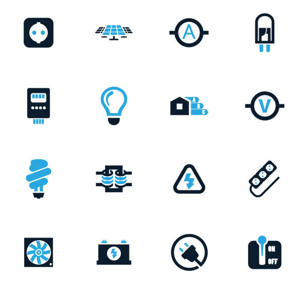 Electricity icon set Electricity vector icons for user interface design gang socket stock illustrations