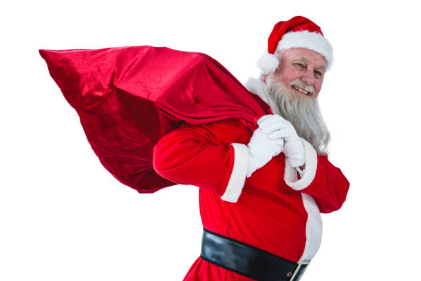 istock Santa Claus holding christmas bag 858733380