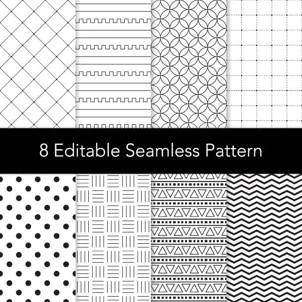 Vector illustration of Black and white paper seamless pattern. Editable Swatch pattern vector. Digital paper pattern.