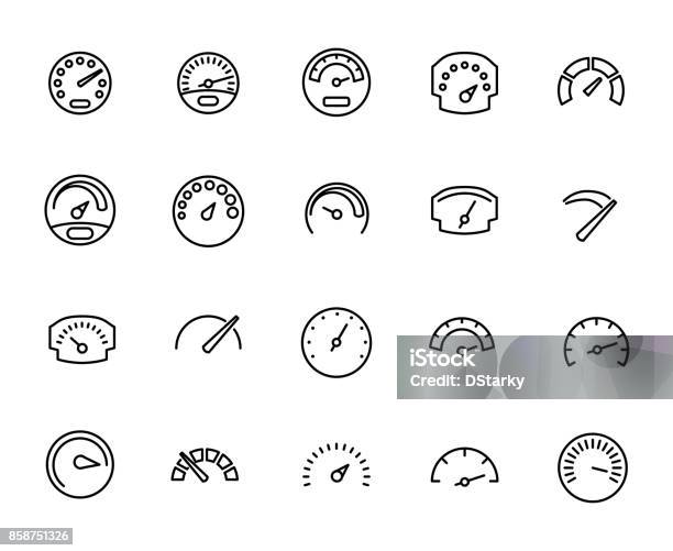 Premium Set Of Speedometer Line Icons Stock Illustration - Download Image Now - Icon Symbol, Speedometer, Meter - Instrument of Measurement