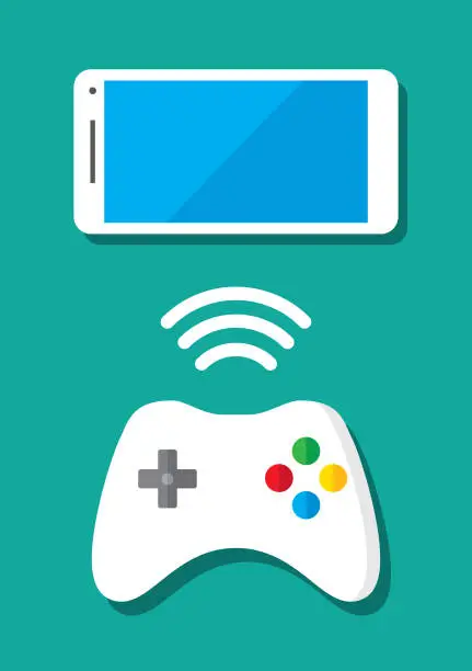 Vector illustration of Controller with Smartphone