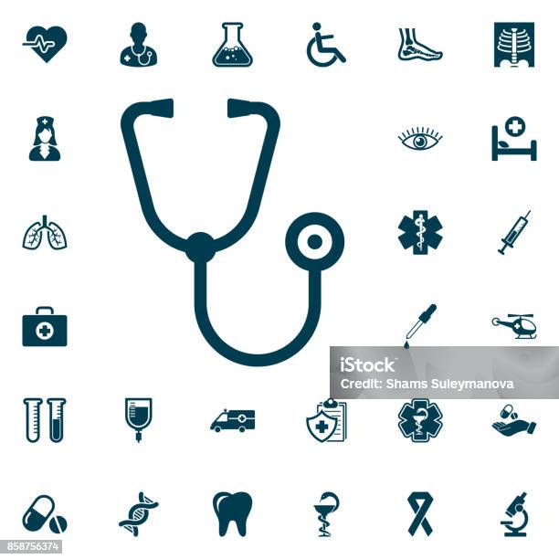 Stethoscope Web Icon Medical Set On White Background Health Care Vector Illustration Stock Illustration - Download Image Now