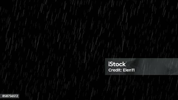 Falling Raindrops On Black Background Black And White Luminance Matte Stock Photo - Download Image Now