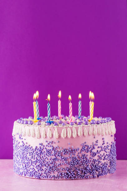 istock Birthday cake with colorful candles 858773636