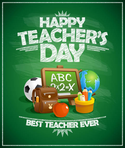 Happy teacher`s day poster Happy teacher`s day poster concept teacher borders stock illustrations