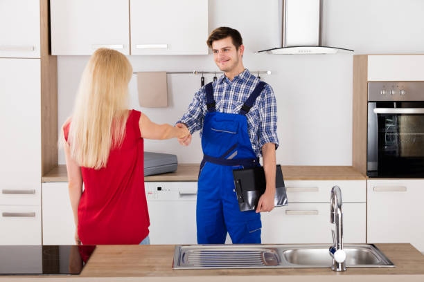 istock Woman Shaking Hands With Male Plumber 858778100