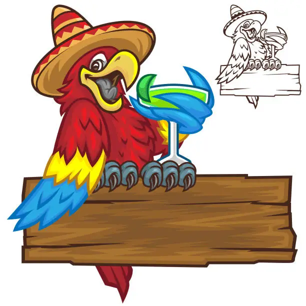 Vector illustration of Parrot Party time pack