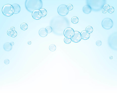 soap bubbles on blue background