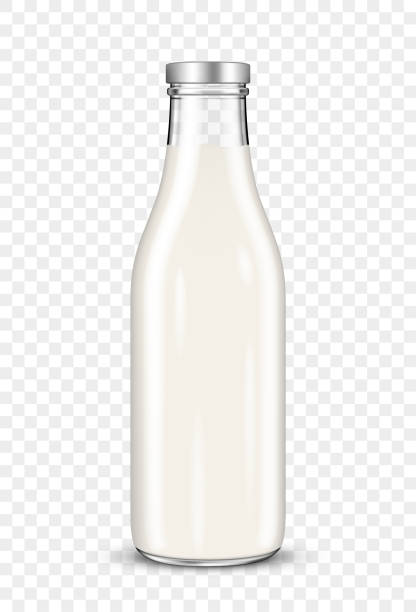 Milk bottle isolated Milk bottle isolated on transparent background glass of milk transparent background stock illustrations