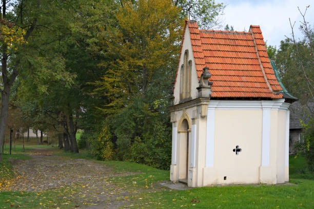 istock Small white chapel in the woods in Poland 858787852