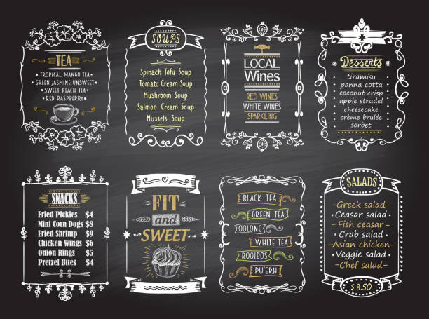 10+ Salads Menu List Chalkboard Design With Vegetables Stock