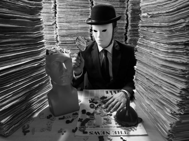 istock Censor Agent Reading Newspaper In Media Library For Censorship 858794530