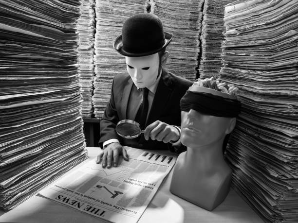 istock Censor Agent Reading Newspaper In Media Library For Censorship 858796928