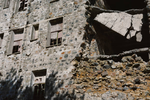 Old Stone Built Hotel Falling Appart stock photo