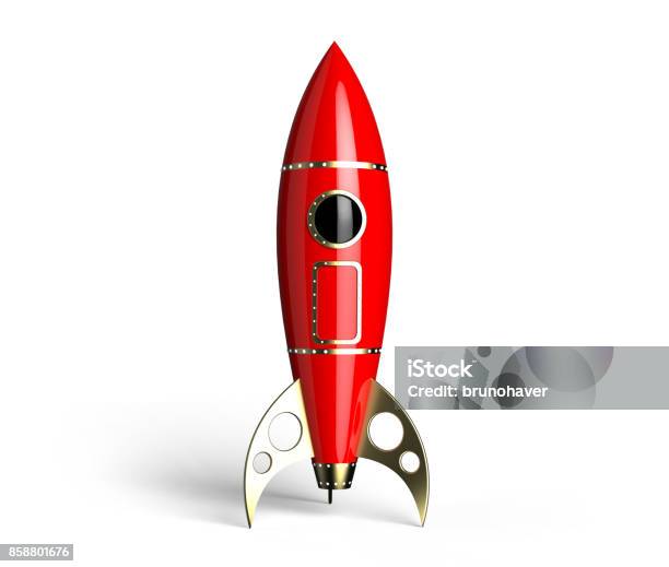 Red Rocket Stock Photo - Download Image Now - Rocketship, Toy, Old-fashioned