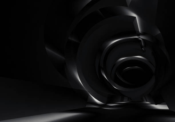 istock Spots in black tunnel, abstract digital 3d 858804674