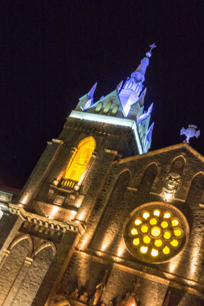 A church in Banos de los Aqua at night