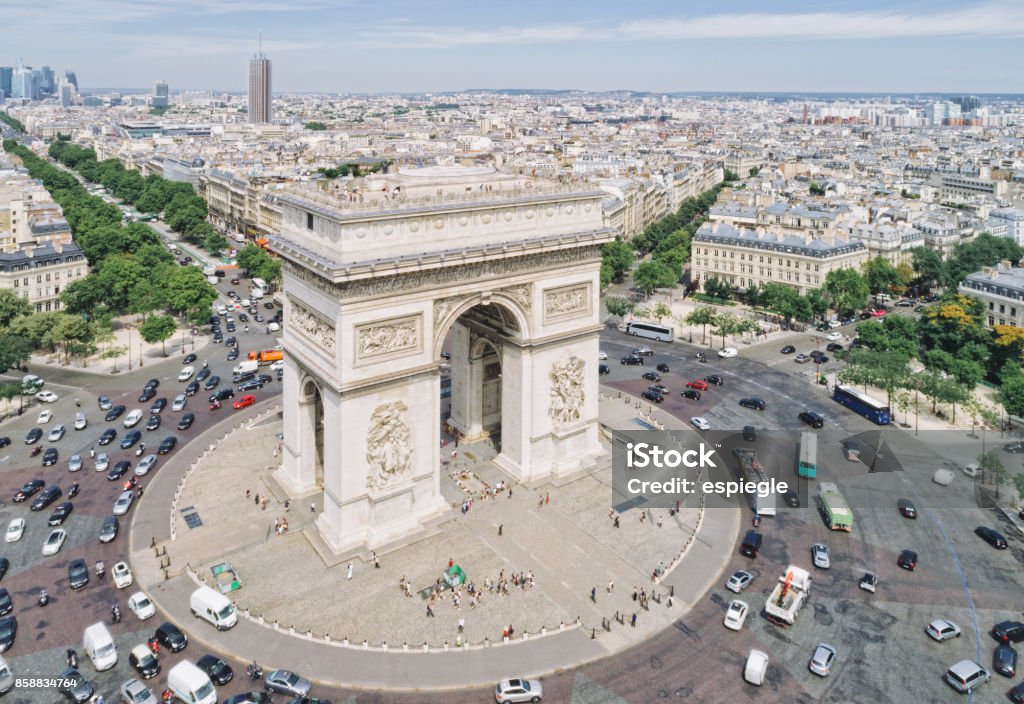 Arc de Triomphe, Paris Arc de Triomphe from above, Paris Paris - France Stock Photo