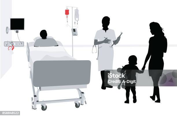 Hospitalized Child Concerned Mother Stock Illustration - Download Image Now - Patient, Bed - Furniture, Hospital