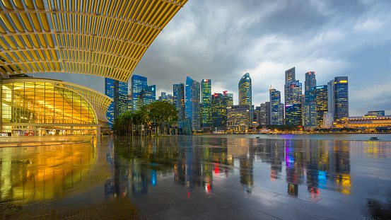 Singapore: Singapore skyline in the reflection after the rainSingapore skyline in the reflection after the rain