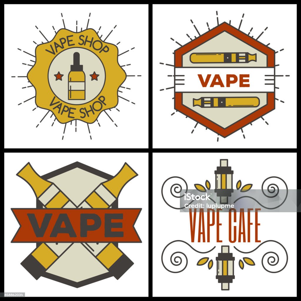 Nikotin Vector Dampfen Ezigarette Emblemsvector Vintage Nikotin Elektronische ...