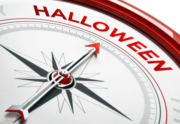istock Halloween Concept: Arrow of A Compass Pointing Halloween Time 858867570