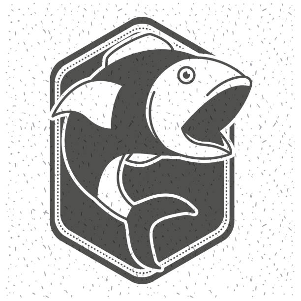 white background with sparkle of monochrome silhouette shield emblem with fish open big mouth vector illustration