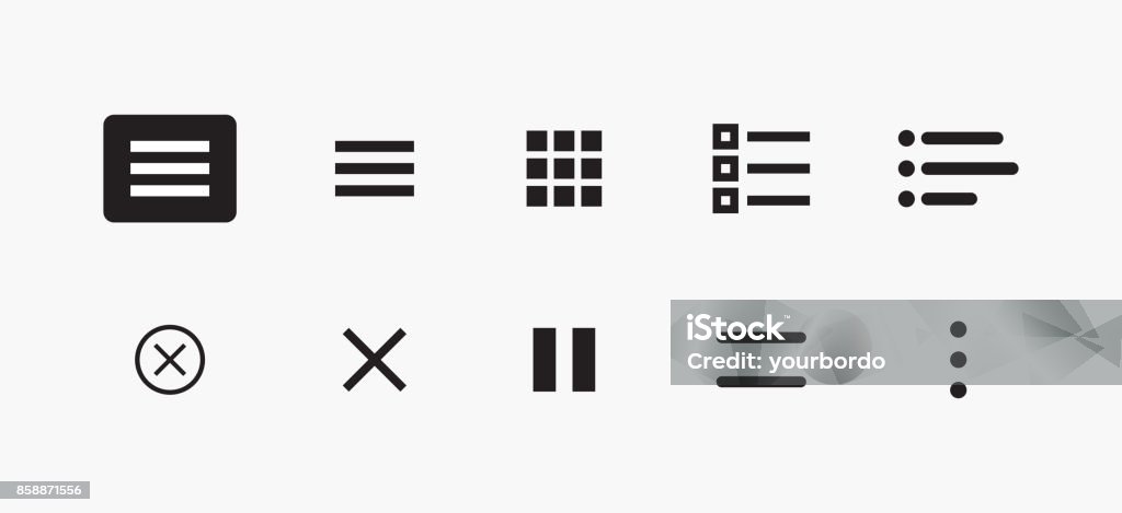 Set of Icons for Website Menu Navigation. Vector Set of UI Design Elements. Interface Design Vector Icon Set of hamburger Menu. Website Navigation Icons for Mobile App and User Interface. Menu stock vector