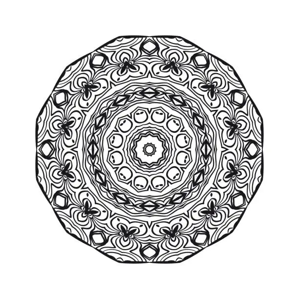 Vector illustration of geometric mandALA DESIGN. vector illustration. black color