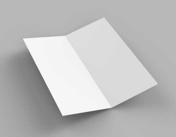 istock Bi fold or  Vertical half fold brochure mock up isolated on soft gray background. 3D render illustration 858895620