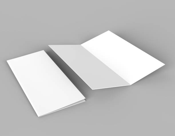 istock Bi fold or  Vertical half fold brochure mock up isolated on soft gray background. 3D render illustration 858895856