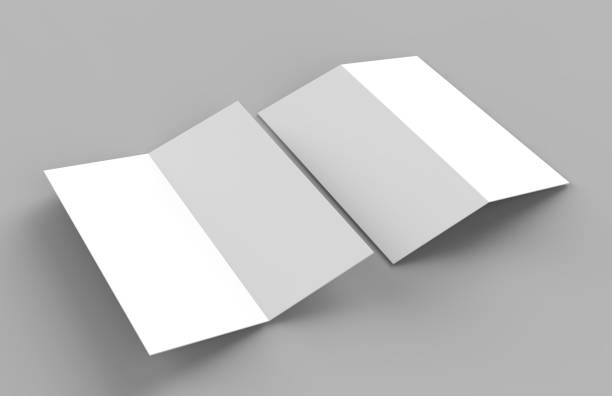 istock Bi fold or  Vertical half fold brochure mock up isolated on soft gray background. 3D render illustration 858895888