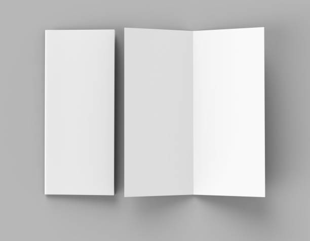 istock Bi fold or  Vertical half fold brochure mock up isolated on soft gray background. 3D render illustration 858896030