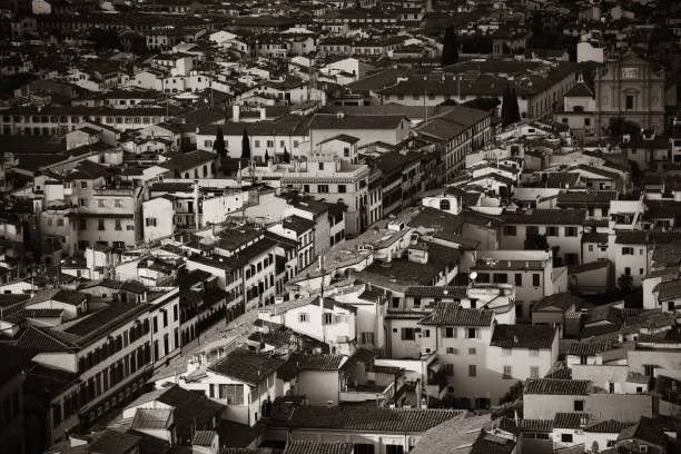 istock Florence old building roof black and white 858899540