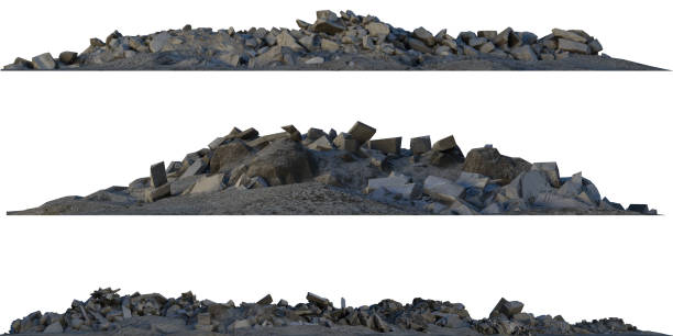 istock Heaps of rubble and debris isolated on white 3d illustration 858905852