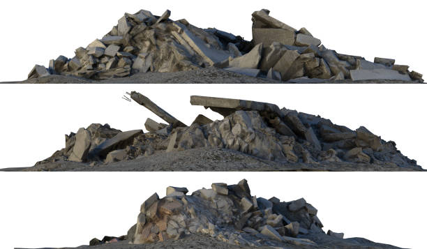 istock Heaps of rubble and debris isolated on white 3d illustration 858905918