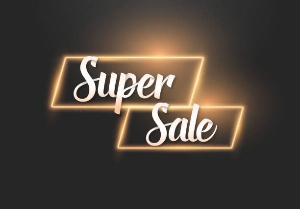 istock Vector Neon Banner. Realistic Vector Super Sale Neon Banner with Ink Spray Effect 858921002