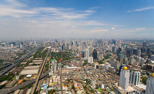 View of the capital of Thailand Bangkok from a bird's eye view.
