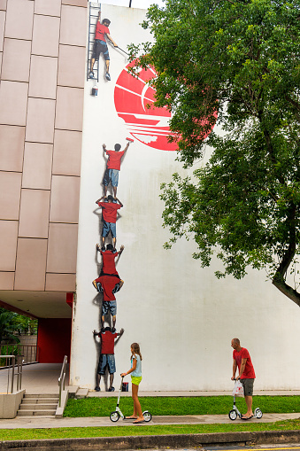 Singapore: Tiong Bahru street art or graffiti on the wall at SingaporeTiong Bahru street art or graffiti on the wall at Singapore