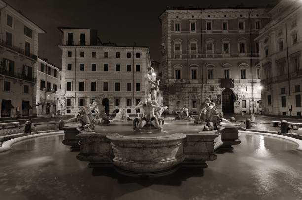 Navona Square Fontana del Moro in Piazza Navona in Rome, Italy fontana del moro stock pictures, royalty-free photos & images