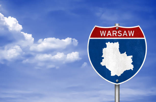 istock Warsaw map road sign - Polish capital 858941610