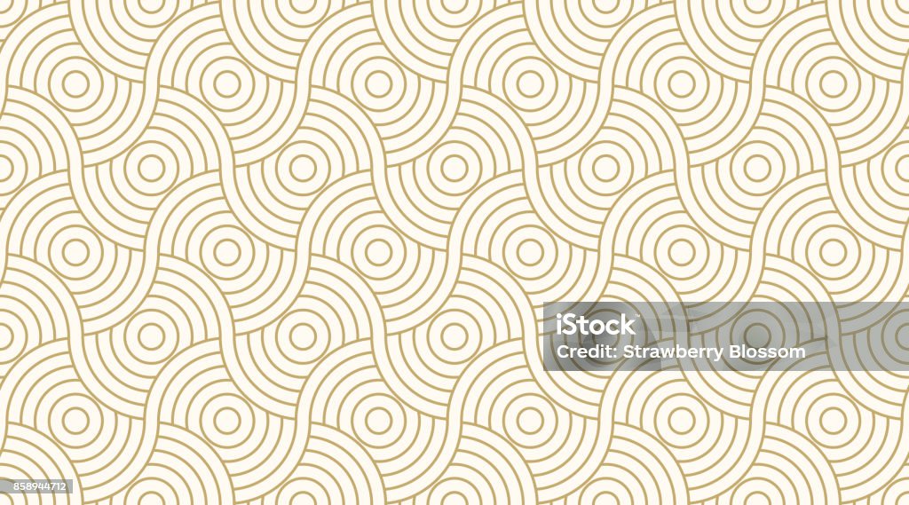 Pattern senza cuciture cerchio astratto onda sfondo striscia oro colore e linea di lusso. Vettore di linea geometrica. - arte vettoriale royalty-free di Motivo decorativo