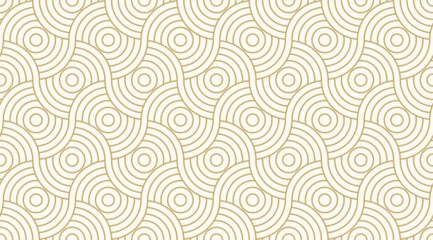 wzór bez szwu koło abstrakcyjne fala tła pasek złoty luksusowy kolor i linia. wektor linii geometrycznej. - thailand stock illustrations